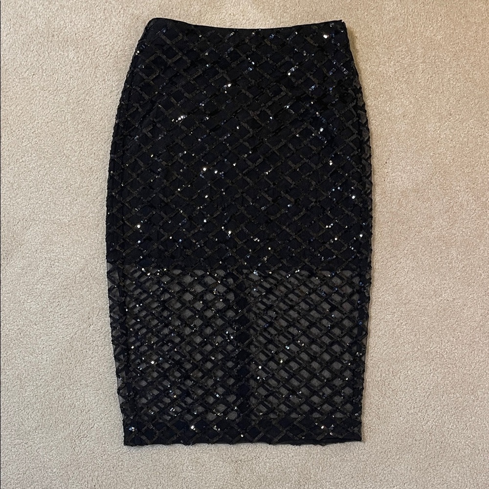 J. Crew Black Sequin Midi Skirt